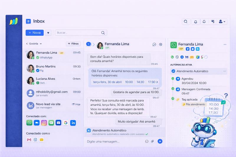 Caixa de entrada omnichannel com histórico do cliente